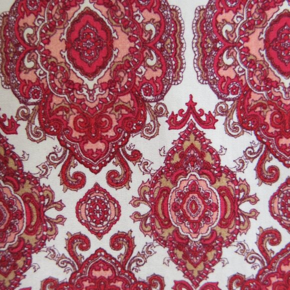 Lands End Women's Supima Red White Damask Button Down 3/4 Sleeves Size 12 NWOT - Picture 6 of 10